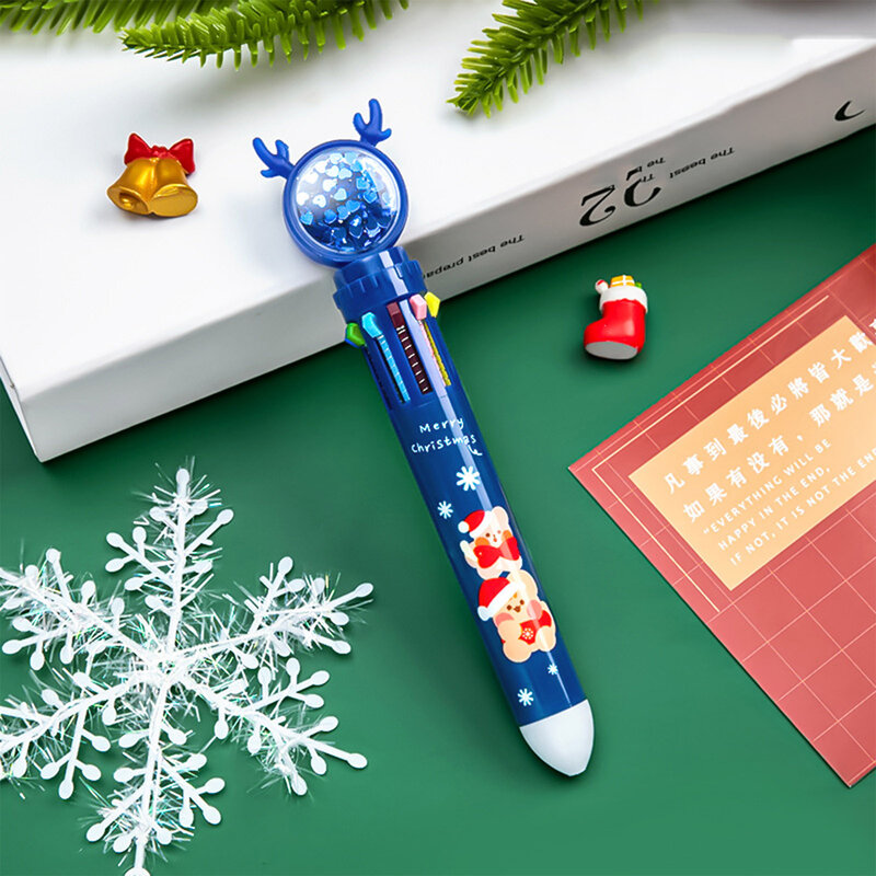 قلم حبر جاف قابل للسحب ملون للأطفال والطلاب ، هدية عيد الميلاد ، 10 ألوان