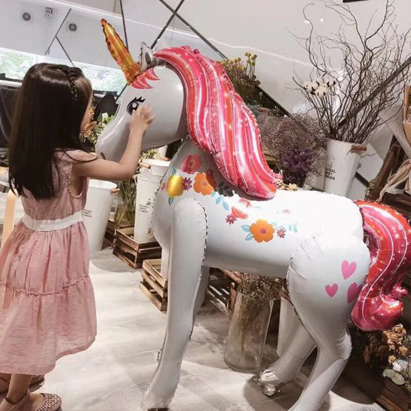ثلاثية الأبعاد الحصان بالون هدية عيد ميلاد الديكور تجميع كبير ثلاثي الأبعاد يونيكورن بالون حفلة عيد ميلاد مرحلة الديكور