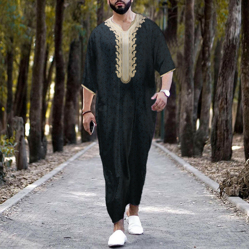 رداء رجالي إسلامي ملابس رمضانية جوبا ثوب قفطان مخفف رمضان موضة ترفيهية مهرجان تقليدي رداء رجالي