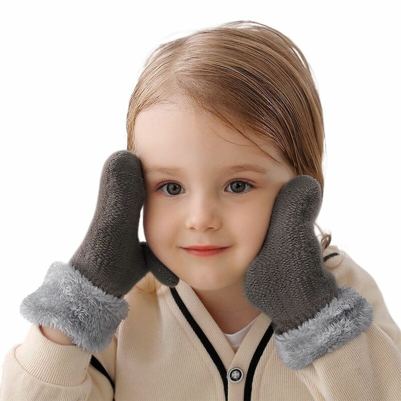 قفازات سميكة بإصبع كامل مخملية للأطفال ، تحافظ على تدفئة الأصابع ، طفل ، زائد