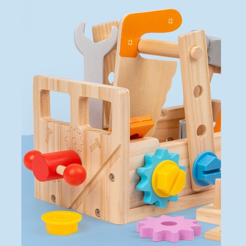 إنشاء صندوق أدوات خشبي لعبة طفل لعبة تعليمية رياض الأطفال المسمار الجوز لعبة دروبشيب
