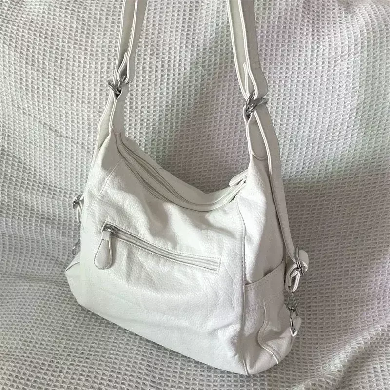 Xiuya-White فاسق الجلود عبر حقيبة يد ، حقيبة الكتف سعة كبيرة ، وحقيبة يد مصمم بسيط ، النمط الأمريكي ، والأزياء القوطي ، Y2k