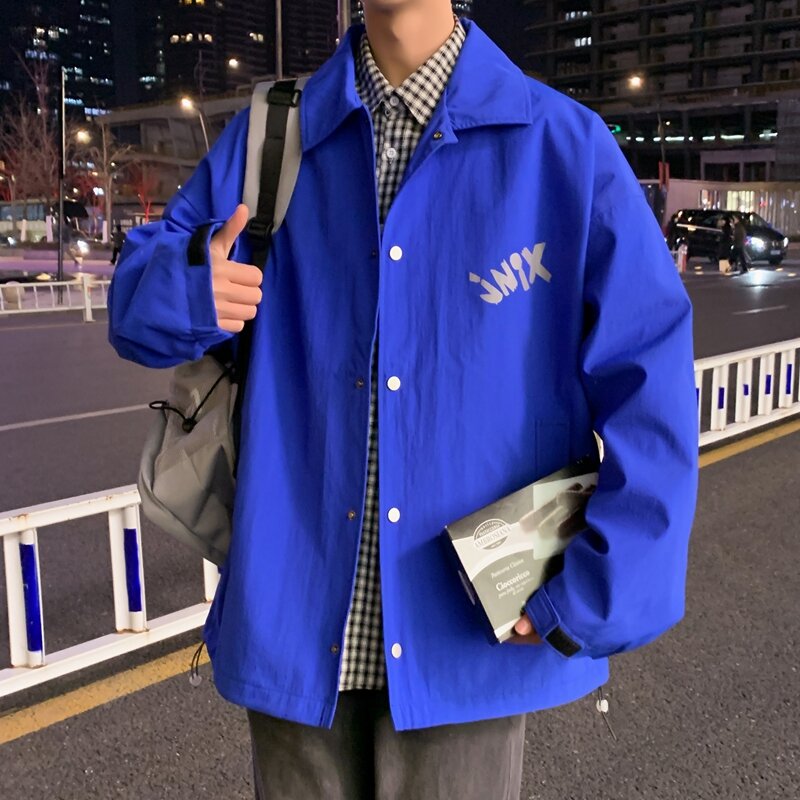 بريبي ستايل جاكيتات الرجال كلاين الأزرق فضفاض البرية عالية الجودة ملابس للرجال 2022 الربيع Harajuku زوجين سترات فضفاضة عادية