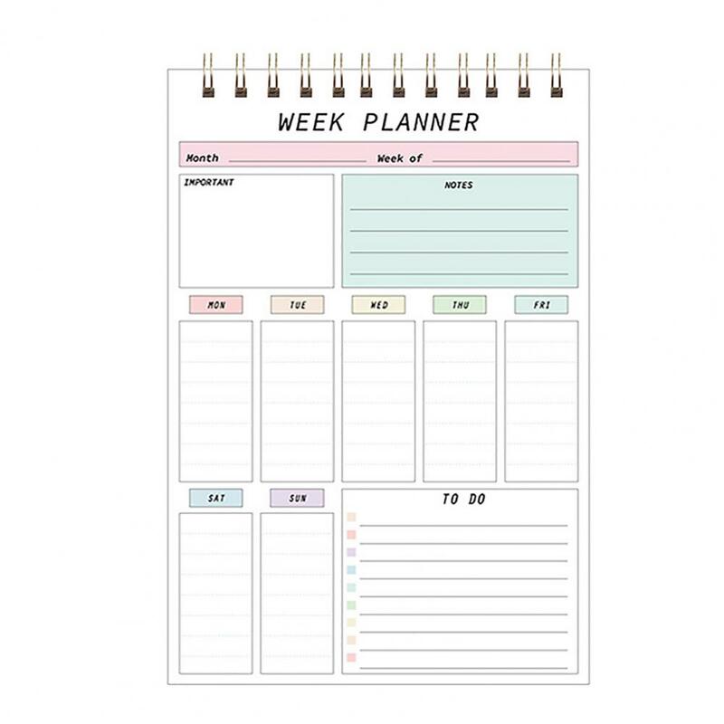 دفتر مخطط أسبوعي إنجليزي مع إعداد الأهداف ، دفتر جدول زمني يومي ، للقيام بالقائمة ، اللوازم المدرسية والمكتبية