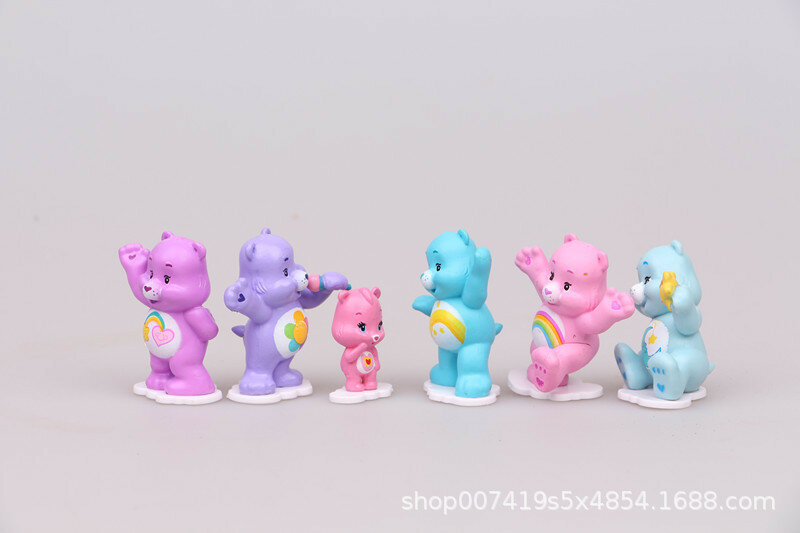 شخصيات أكشن MINISO-Rainbow Bear PVC ، دببة عناية لطيفة ، دمية أنيمي النموذجية ، زينة الكعك ، الحلي ، هدايا الأطفال ، 12 طقم