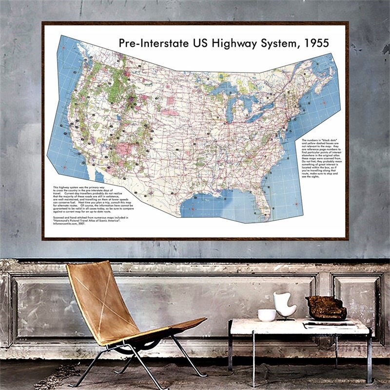59*42 سنتيمتر الولايات المتحدة خريطة صغيرة الحجم ملصق جدار طباعة الزخرفية قماش اللوحة غرفة المعيشة ديكور المنزل اللوازم المكتبية