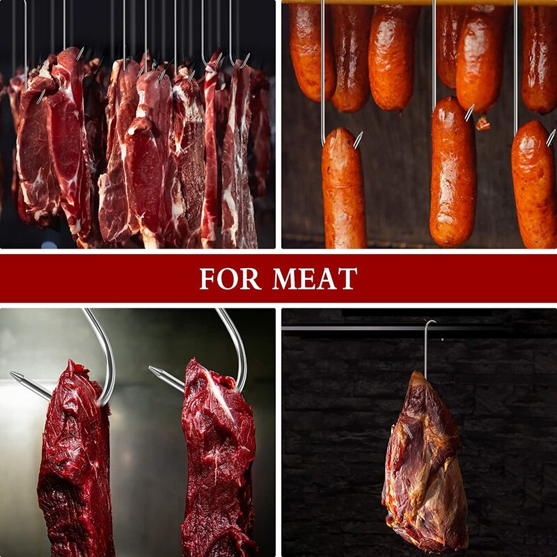 الفولاذ المقاوم للصدأ S جزار اللحوم هوك أداة ، التدخين الساخن والبارد ، الجزارة ، الصيد ، الدجاج ، شواء ، لحم الخنزير ، السجق ، لحم الخنزير المقدد شواء