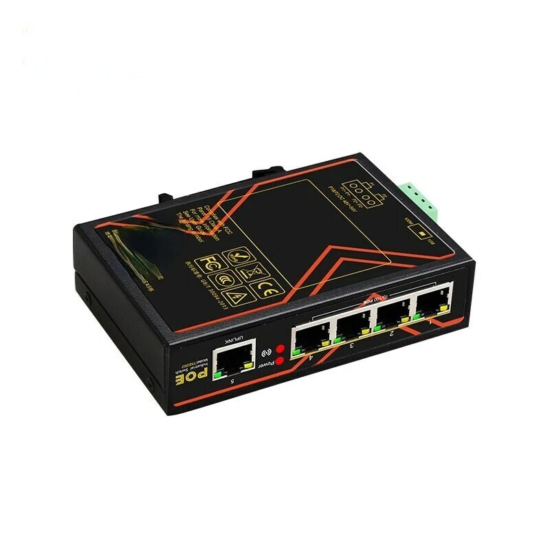 5 Ports POE switch 10/100Mbps Industrial grade Fast Ethernet Switch DIN Rail Type Network switch 48V 65W