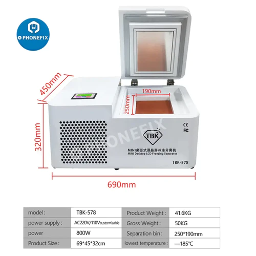 TBK-578 التلقائي شاشة LCD تجميد آلة فصل آيفون سامسونج باد شاشة التالفة فصل أداة إزالة التلوث