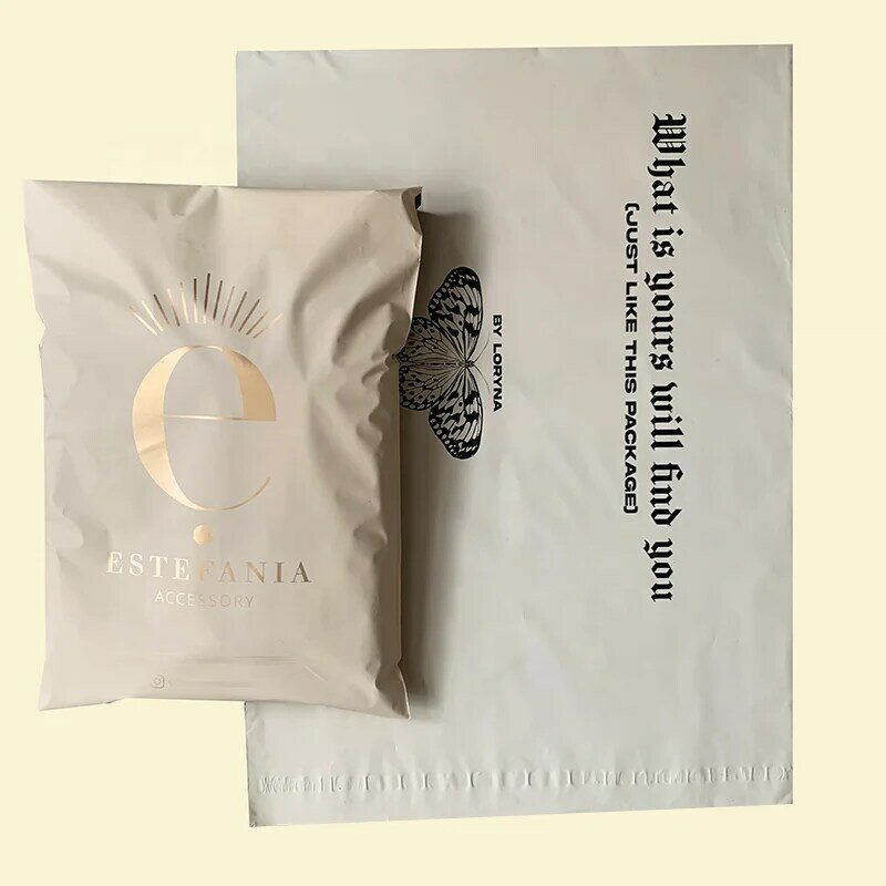 شعار مخصص حقيبة مرسال s القابلة للتحلل البيج ماتي حقيبة بريدية بلاستيكية حقيبة مرسال بولي بريد حقائب للشحن