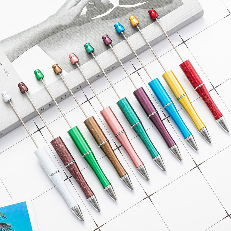 20 قطعة أقلام بلاستيكية Beadable ل الكرة نقطة القلم لتقوم بها بنفسك هدية 20 ألوان القلم Beadable القلم مدرسة اللوازم المكتبية أقلام Sationary