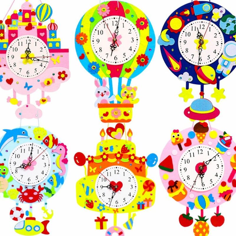 ألعاب ساعة إدراكية ذاتية الصنع ، قماش غير منسوج ، ساعة كرتون ، مساعدة تعليمية للوقت ، ساعة ، دقيقة ، لغز ثانٍ