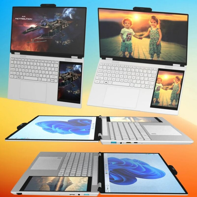 كمبيوتر محمول للألعاب بشاشة مزدوجة ، بوصة ، 2K ، IPS ، 7 بوصة ، شاشة تعمل باللمس ، Intel N5105 ، DDR4 ، 16 جيجابايت ، 1 ، SSD ، كمبيوتر محمول