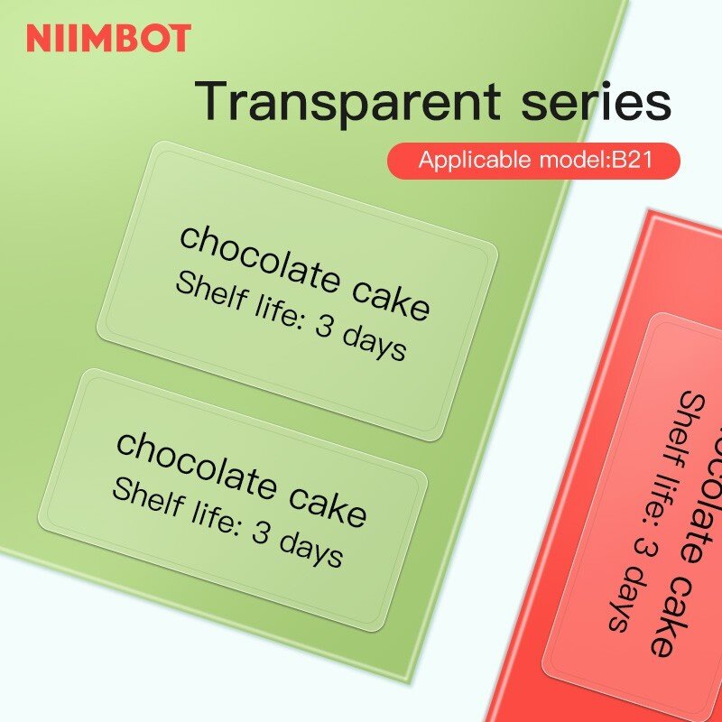 Niimbot B21 B1 تسمية ورقة الطباعة شفافة اسم ملصق مقاوم للماء ذاتية اللصق الكرتون اسم ملصق الذاتي لاصق صغير