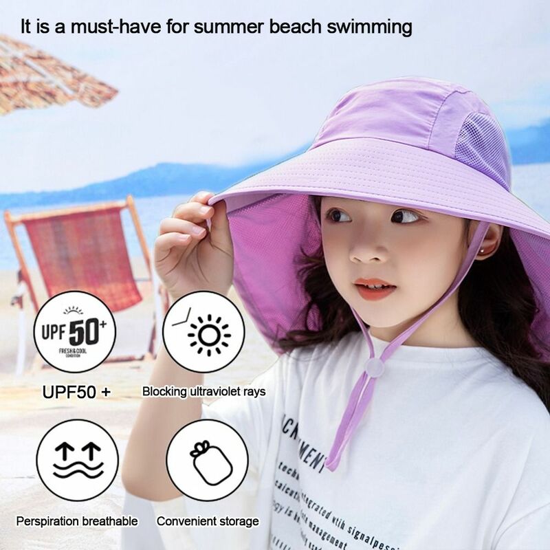 قبعة شاطئ واسعة الحافة للأطفال ، قبعات دلو للأطفال ، حماية من فوق البنفسجية ، صبي وفتاة