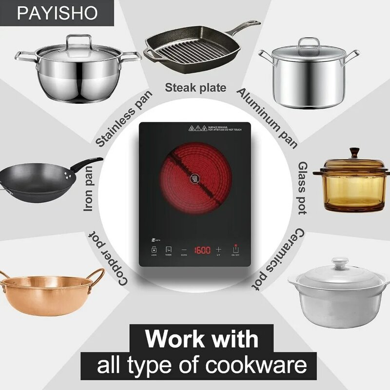 موقد حثي محمول للطبخ ، موقد كهربائي رفيع للغاية ، طباخ موقد يعمل بالأشعة تحت الحمراء ، حزمة كومبو ، موقد فردي