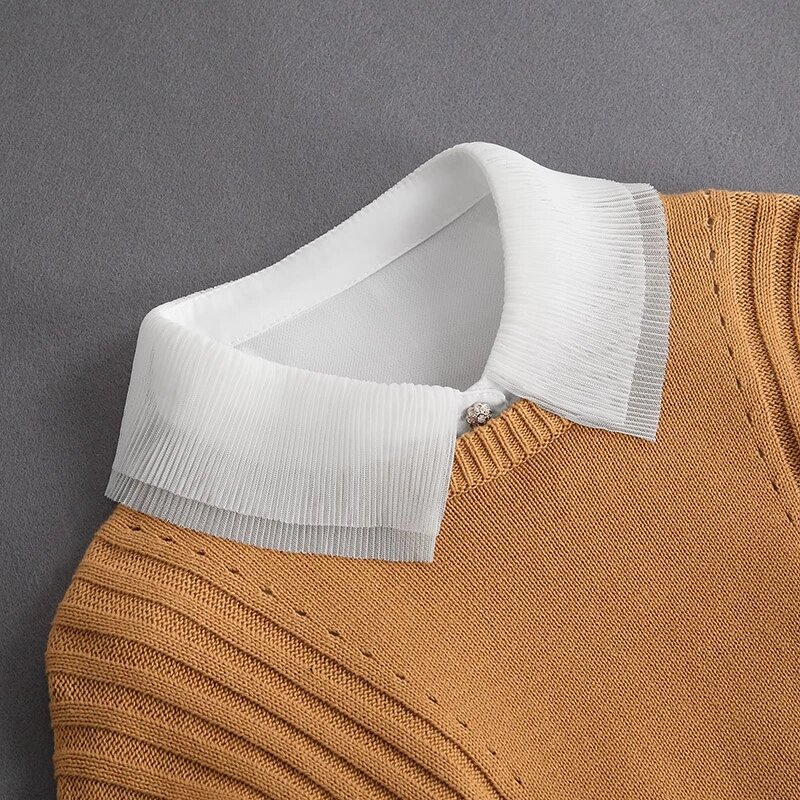 موضة 2023 ربطة عنق أمامية بيضاء مزيفة للنساء مع ياقة قابلة للفصل للبنات مزيفة عتيقة مع دانتيل بلوزة ياقة للسيدات
