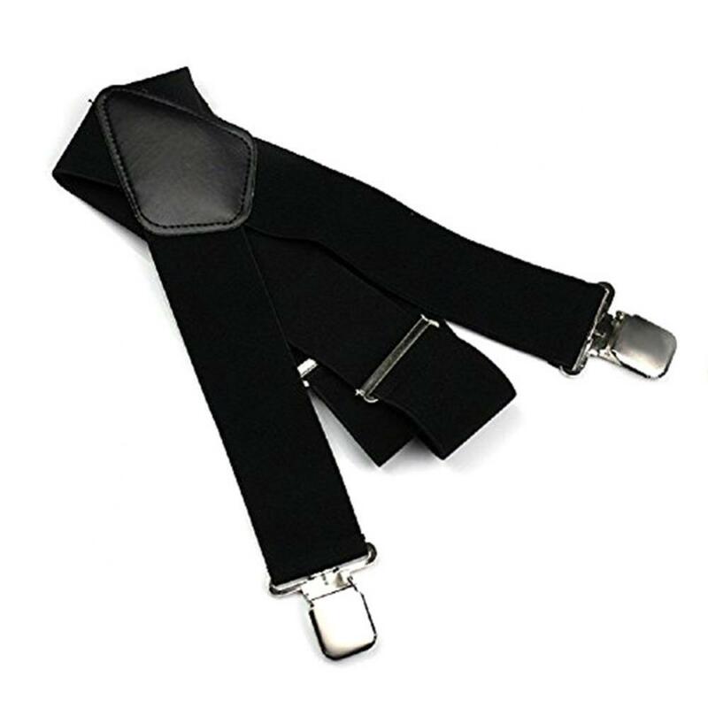 حزام مطاط قابل للتعديل للرجال لون سادة من البوليستر حزام مطاط للكبار X-شكل حزام عريض بحمالات مع 4 مشابك للنساء