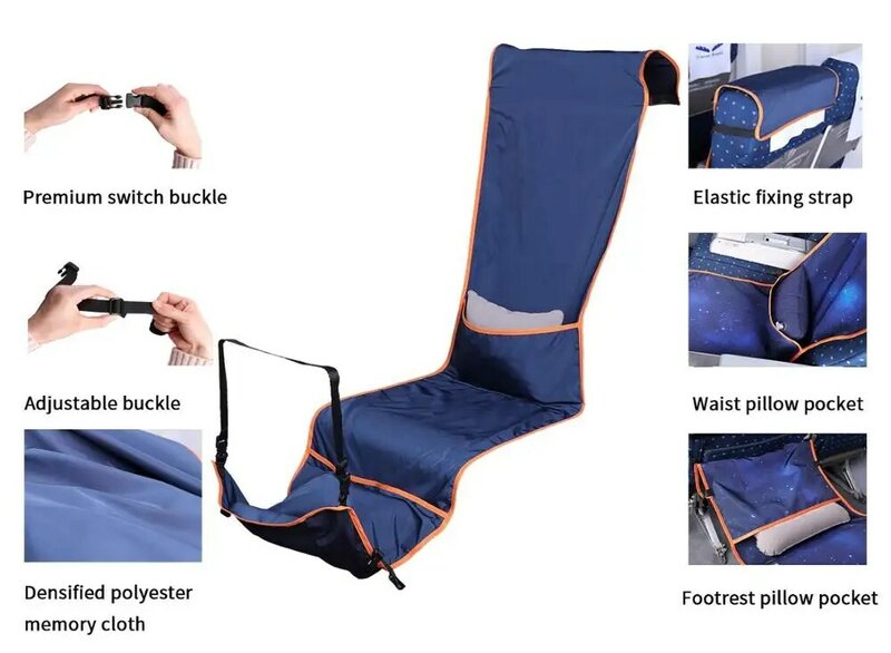 قابل للتعديل مسند القدمين أرجوحة مع نفخ وسادة غطاء مقعد للطائرات القطارات الحافلات سوينغ كرسي كرسي للاستعمال في المناطق الخارجية السفر