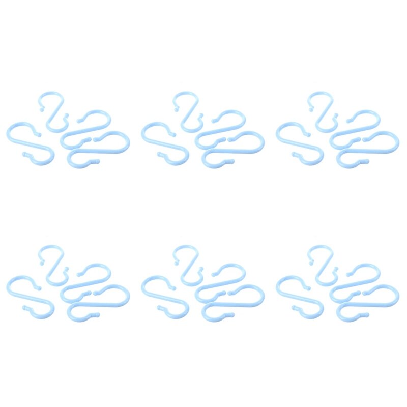 خطافات بلاستيكية زرقاء على شكل حرف S ، كوب مثقاب ووعاء ، 24 صحن