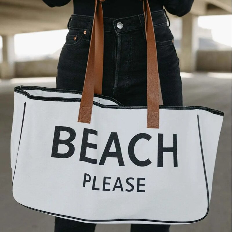 حقيبة سفر قماشية متينة ، حقيبة حمل مطبوعة بحروف ، محمولة ، صيفية ، حقيبة ليلية ، عطلة شاطئ