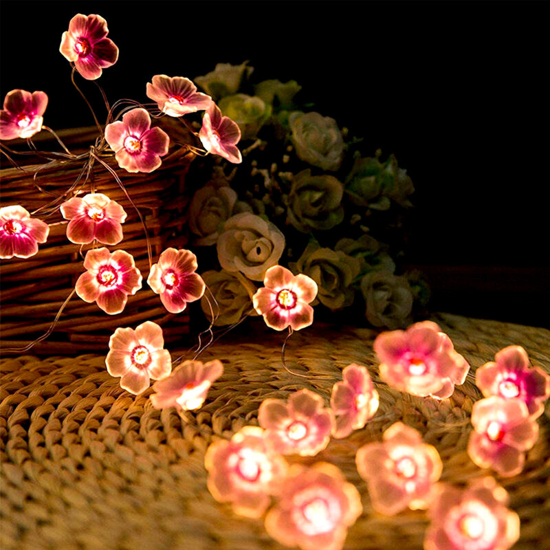 2 متر 20 المصابيح الكرز سلاسل الإضاءة زهر زهرة LED سلسلة لتقوم بها بنفسك الجنية مصباح لل زفاف داخلي الوردي أجراس جارلاند إضاءة زينة