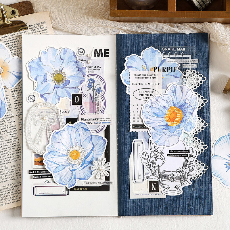 لوحة مذكرات سلسلة لغة الزهور الموسمية الأربعة ، ورقة الرجعية ، ورقة رسالة ، 8 حزم لكل مجموعة