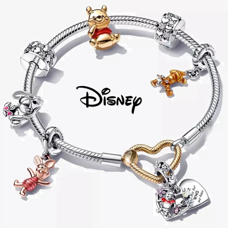 Aoger Disney 925 فضة ويني الدب الدب حامل حلية صالح الأصلي باندورا سوار للنساء مجوهرات صنع هدية