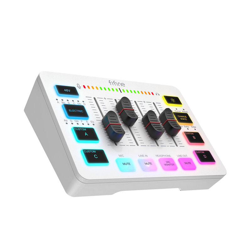 فيفين-خلاط USB للألعاب مع واجهة ميكروفون XLR و RGB ، خلاط صوت لبودكاست الألعاب ، مضخم صوت متدفق ، 4 قنوات ، SC3W