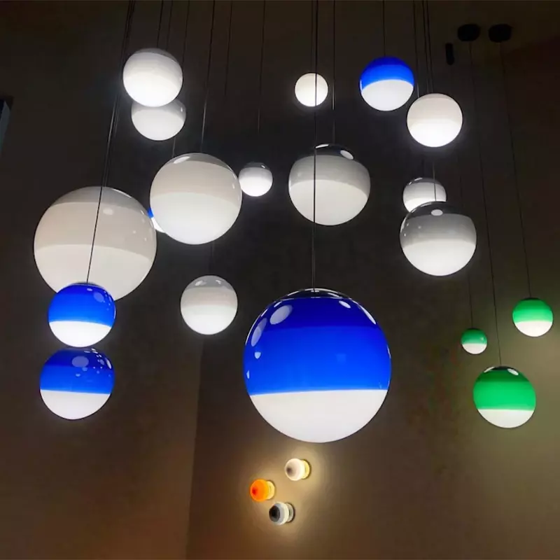 ثريا LED إبداعية ملونة من الزجاج ، مصباح متدلٍ فني حديث ، تركيبات للمطعم ، غرفة المعيشة ، غرفة النوم ، الفندق ، ديكور المنزل