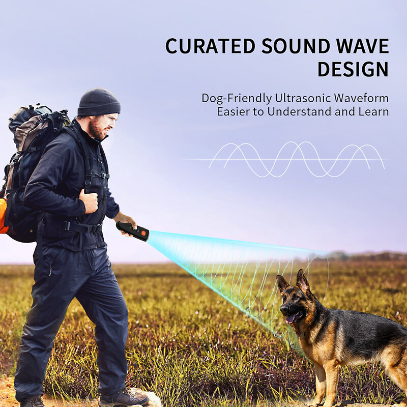 جهاز مكافحة نباح الكلب بالموجات فوق الصوتية, جهاز مكافحة نباح الكلب بالموجات فوق الصوتية، جهاز رادع لنباح الكلاب، تدريب 3 طرق، USB قابل لإعادة الشحن، MASBRILL