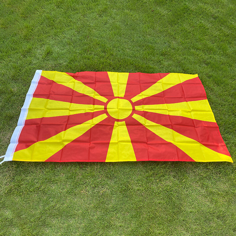 Aerxemrbrae سارية العلم 150x90cm مقدونيا العلم البوليستر مزدوجة الجانب المطبوعة مقدونيا العلم الوطني راية للديكور