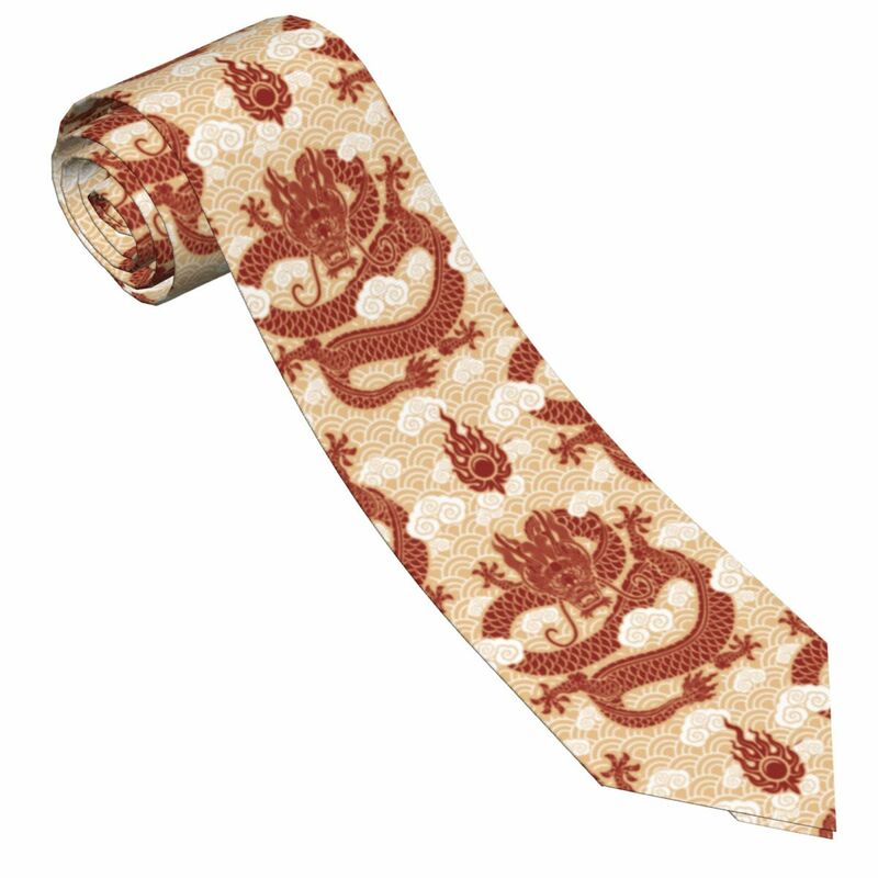 ربطة عنق رائعة على شكل تنين صيني ، ربطات عنق صينية واسعة ، هيب هوب ، ربطة عنق في الشارع ، عمل ، عرض 8 +