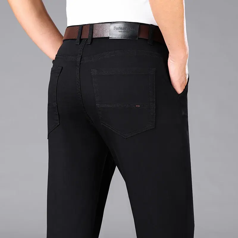 بنطال جينز أسود مناسب للرجال ، جينز رفيع فاخر ، بنطلون مطاطي غير رسمي ، بنطلون رجال أعمال ، موضة ،