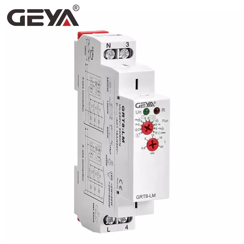 مفتاح درج GEYA Din ، مؤقت إضاءة تأخير إيقاف التتابع ، مفتاح ضوء التتابع ، LM ، 230VAC ، 16A ،-20 دقيقة