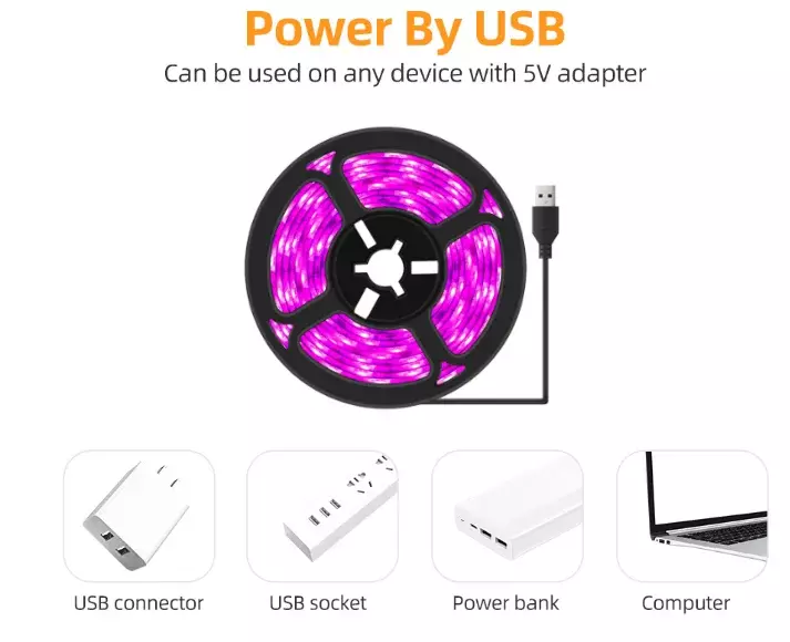 الطيف الكامل USB LED تنمو ضوء الشريط ، 0.5 متر ، 1 متر ، 2 متر ، 2835 رقاقة ، مصباح فيتو للنباتات ، الزهور ، الدفيئة ، المائية