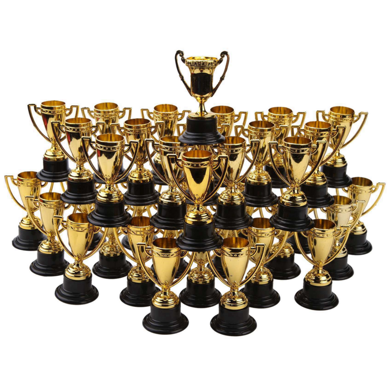 كأس كأس ذهبي بلاستيكي ، جوائز صغيرة للأطفال ، مكافآت مدرسية ، 40 كوب للفصول الدراسية