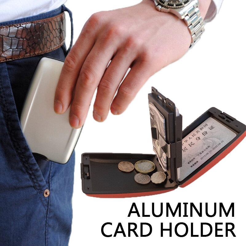 حافظة حماية المحفظة-حامل بطاقة الأعمال تتفاعل معدن الائتمان حجب الألومنيوم 1 قطعة مكافحة المسح الضوئي