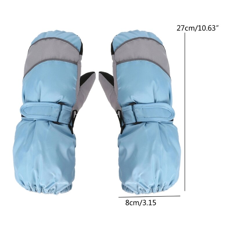 قفازات تزلج قابلة للتنفس، مزودة بإبزيم حزام قابل للتعديل، قفازات إصبع مقسمة للأنشطة الخارجية للأولاد والبنات