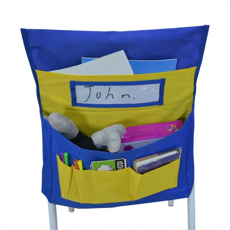 عميق كرسي تخزين جيب مع اسم التسمية ، شنق حقيبة الكتب ، جيوب ، الفصول الدراسية ، المدرسة ، المنزل ، مكتب ، أكثر