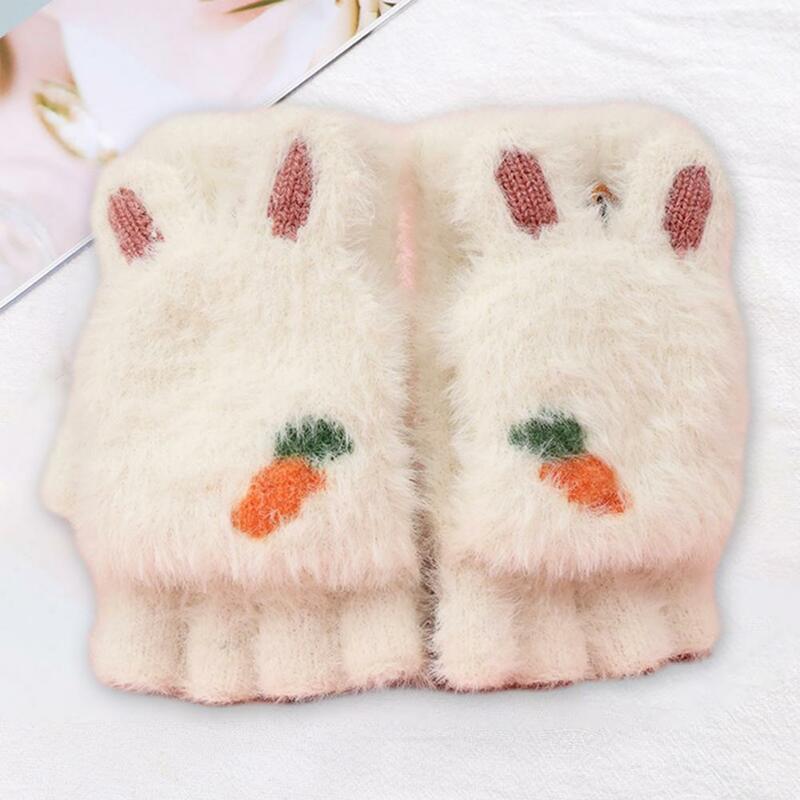 قفازات الأطفال الكرتون الأرنب محبوك دافئ ، أفخم الدافئة ، نصف الاصبع ، غطاء مع شعر المنك فو ، الشتاء #4