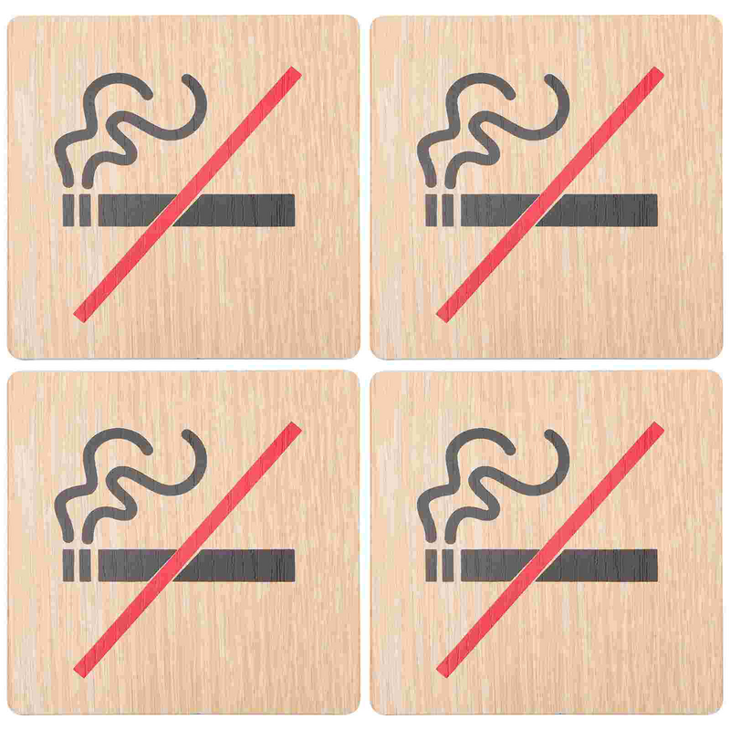 ألواح تحذيرية للفنادق ، 4 ألواح تحذيرية من الخشب ممنوع التدخين
