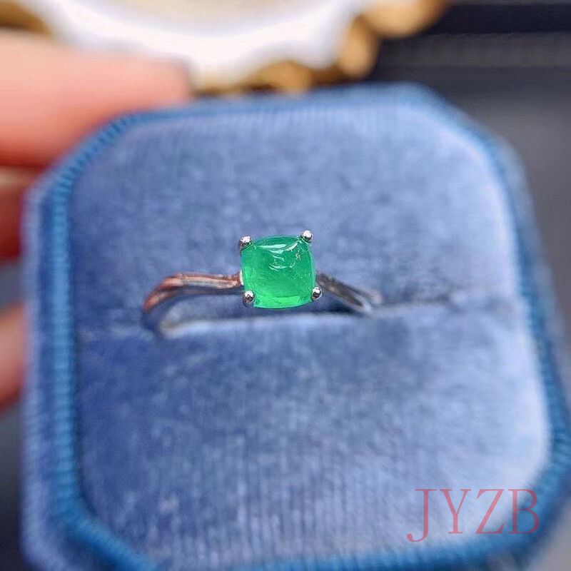100% natural emerald ring brand new 925 sterling silver AAAA Princess Square rare gem gift