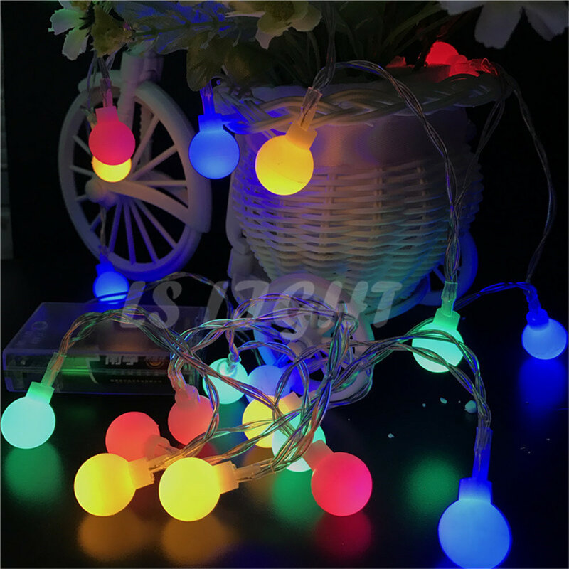 10 متر/6 متر/3 متر LED الكرة سلسلة أضواء الجنية جارلاند زينة الكريسماس الخارجية الزفاف ناتال نافيداد ديكور للمنزل بطارية تعمل بالطاقة