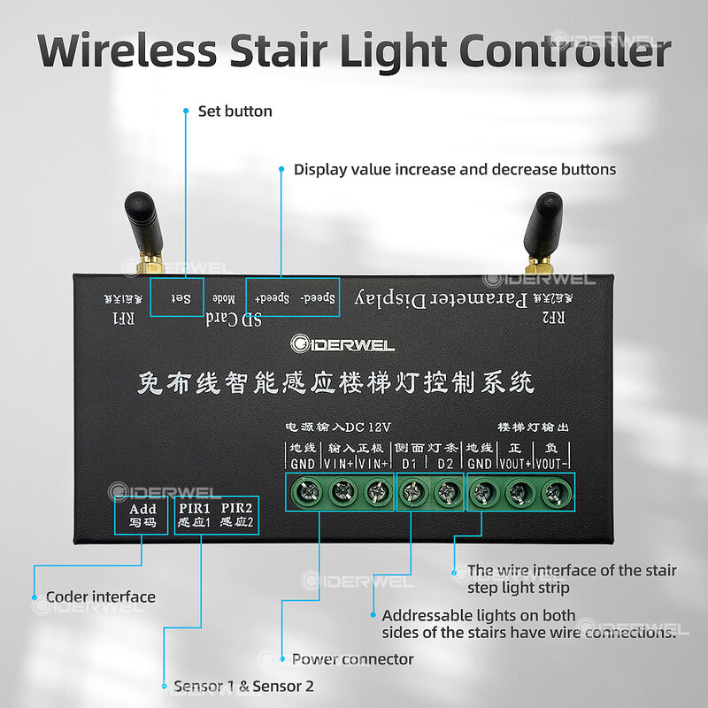 محس حركة درج مصباح ليد قطاع يعتم وظيفة لاسلكي داخلي وحدة تحكم بالحركة 12 فولت مرنة COB LED قطاع ديكور المنزل