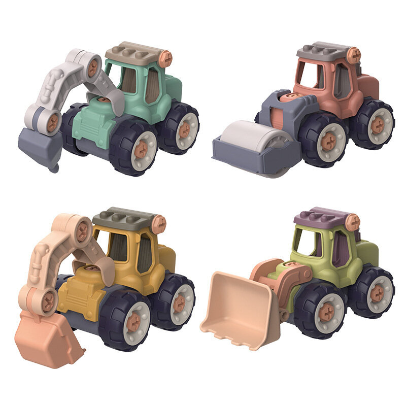 4 نمط الهندسة سيارة اللعب البلاستيك البناء حفارة جرار تفريغ شاحنة جرافة نماذج الاطفال الفتيان هدايا صغيرة Diy بها بنفسك لعبة