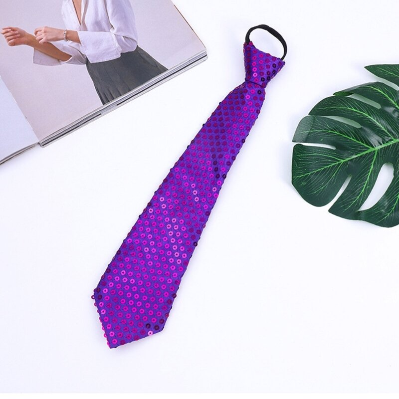 الرجال النساء الساطع الترتر التعادل المرحلة بريق براق قابل للتعديل سستة إغلاق ربطة العنق موضة حفلة قبل تعادل الرقبة ارتداء X4YC