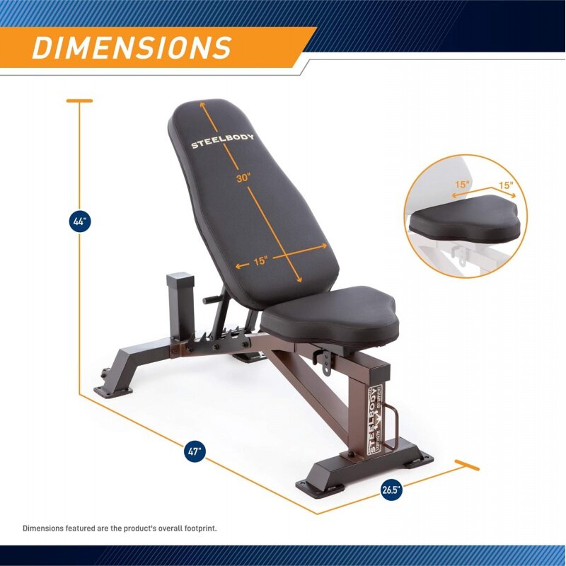 مقعد Steelbody-Deluxe ذو 6 مقاعد وزن مفيد لرفع الأثقال وتدريب القوة ، أسود-بني ،