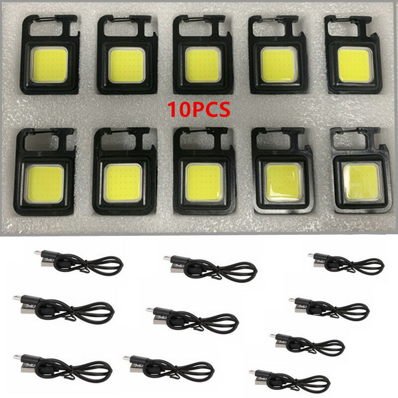 سلسلة مفاتيح LED صغيرة متعددة الوظائف ، مصباح يدوي محمول للتخييم ، شحن USB ، أضواء عمل ، فانتيرا صيد ، 1800 لومن ، 1-10