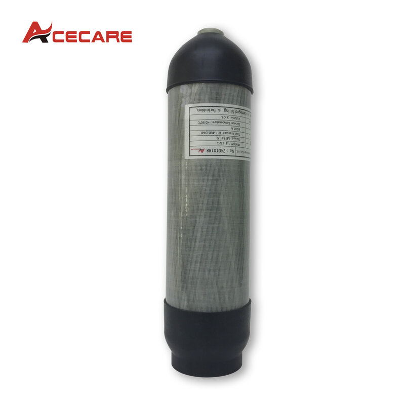 ACECARE CE 3L اسطوانة من ألياف الكربون 4500Psi M18 * 1.5 حجم الخيط مع حماية المطاط
